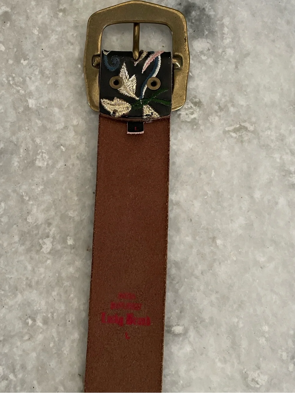 Vintage Lucky Brand Embroidered Leather Belt